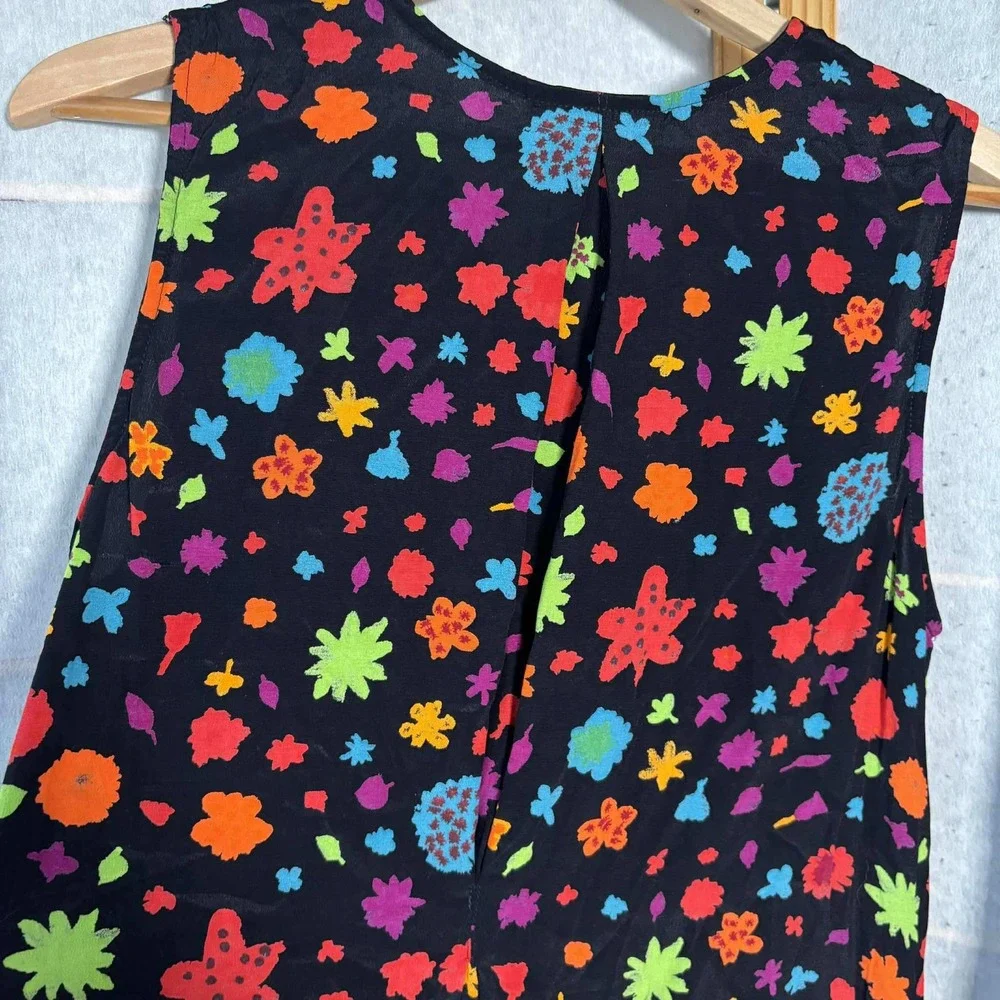Vintage CAROLE LITTLE Women Size 16 Black Floral Sleeveless Top and Skirt Set - Picture 10 of 12